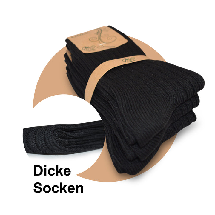 Damen Baumwollsocken, dicke Qualität / 3 Paar