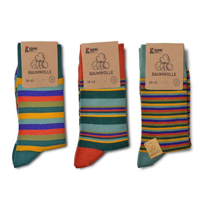 Bunte Damen und Herrensocken aus Baumwolle, geringelt/schöne Farben/weich auf der Haut