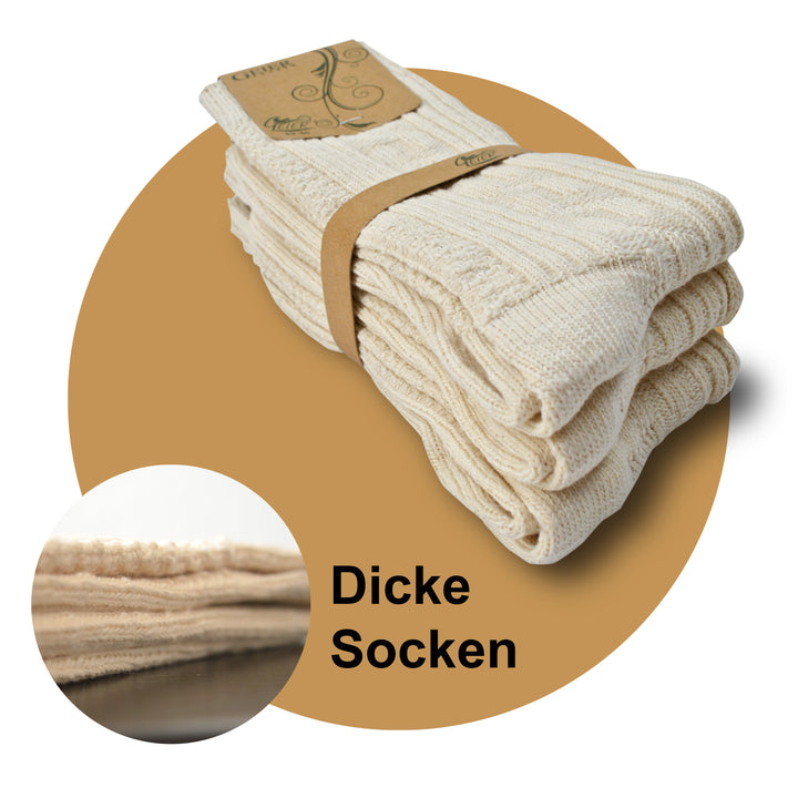 Herren Baumwollsocken mit Leinen, Naturprodukt, dicke Qualität / 3 Paar