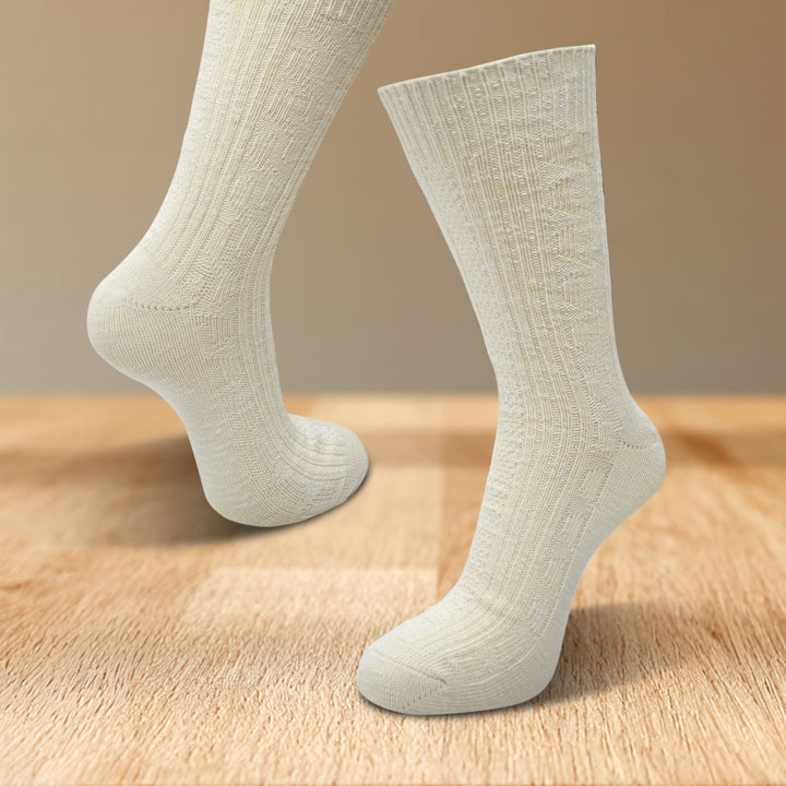Herren Baumwollsocken mit Leinen, Naturprodukt, dicke Qualität / 3 Paar